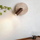 Axyaa Rotatable LED Wood Wall Sconce, Retro Stone Design, Stone Background, Indoor Room Decor