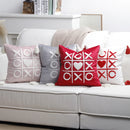 Axyaa Red & White Velvet Embroidered Couple Cushion Cover Set