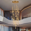 Axyaa Crystal Chandelier Stair Pendant Living Room Interior Lighting