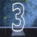 Axyaa 76cm Large Number Neon Sign Stand Up Transparent Dimmable Letter Light