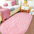 Axyaa Fluffy Plush Tie Dye Gray Oval Carpet - Bedroom & Living Room Home Decoration Rug