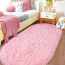 Axyaa Fluffy Plush Tie Dye Gray Oval Carpet - Bedroom & Living Room Home Decoration Rug