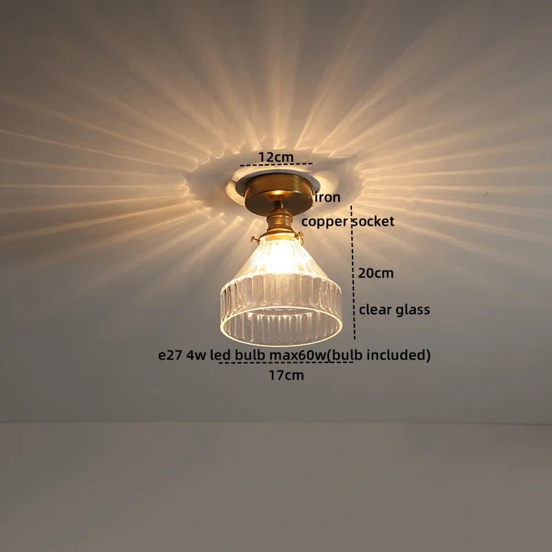 Axyaa Copper Glass LED Ceiling Light for Home Decor - Nordic Style Fixtures