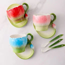 Axyaa 3D Camellia Ceramic Coffee Mug Set