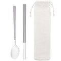 Axyaa Pink Handle Cutlery Set with Storage Bag - Stainless Steel Dinnerware