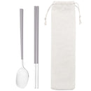 Axyaa Pink Handle Cutlery Set with Storage Bag - Stainless Steel Dinnerware