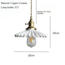 Axyaa Nordic White Pleated Ceramic Pendant Lamp Wall Bedside Bar Vintage Brass Light