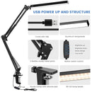 Axyaa LED Desk Lamp: Adjustable Double Swing Arm, Dimmable, Eye-Caring Light