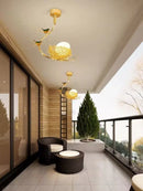 Axyaa Gold Nest Egg Glass Ball Chandelier for Living Room, Dining Room, Kitchen.