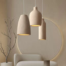 Axyaa Cement LED Pendant Light: Minimalist Wabi Sabi Chandelier for Home Decor
