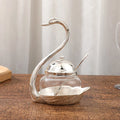 Axyaa Swan Sugar Cup & Seasoning Bottle Set - Elegant Zinc Alloy Glass Kitchen Decor