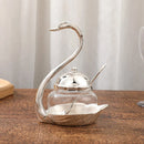 Axyaa Swan Sugar Cup & Seasoning Bottle Set - Elegant Zinc Alloy Glass Kitchen Decor