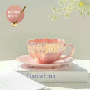 Axyaa Ceramic Beauty Cup Set for Afternoon Tea and Coffee - Petal High Refreshment