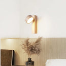 Axyaa Kids Bedroom LED Wall Lamp Yellow Travertine Wood Modern Nordic Bathroom Mirror Light