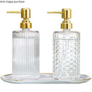 Axya Clear Glass Bathroom Bottle Set for Dispenser Soap Shampoo Hand Sanitizer