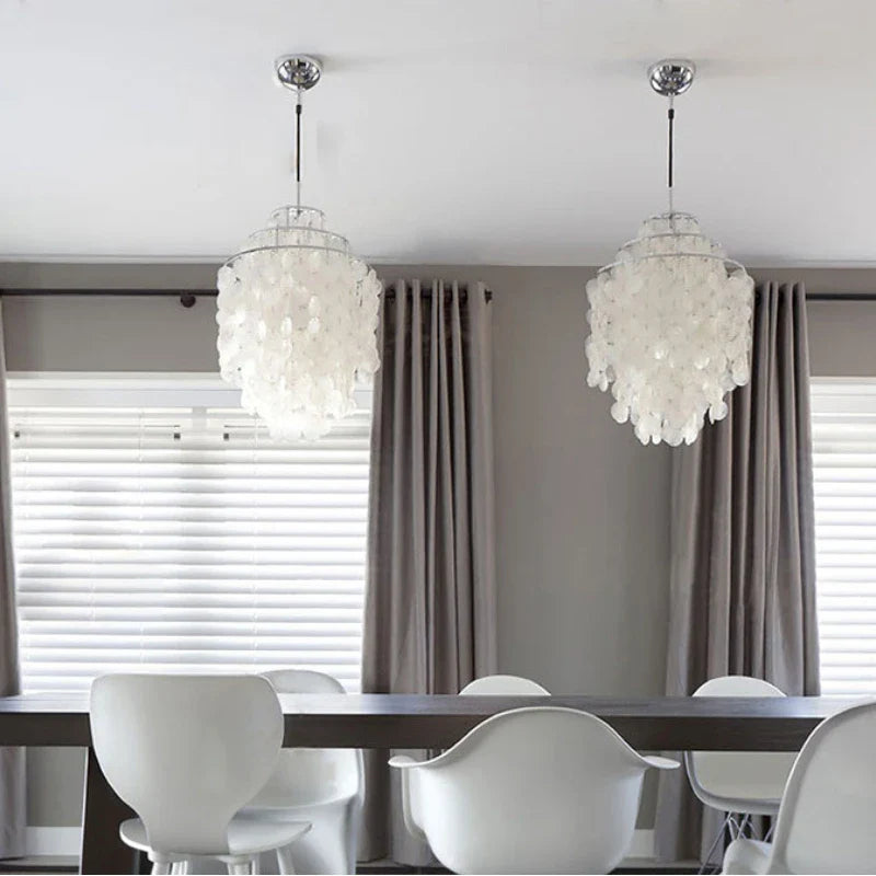 Axyaa Nordic Shell Wind Chime Chandelier: Retro LED Pendant Light for Elegant Spaces