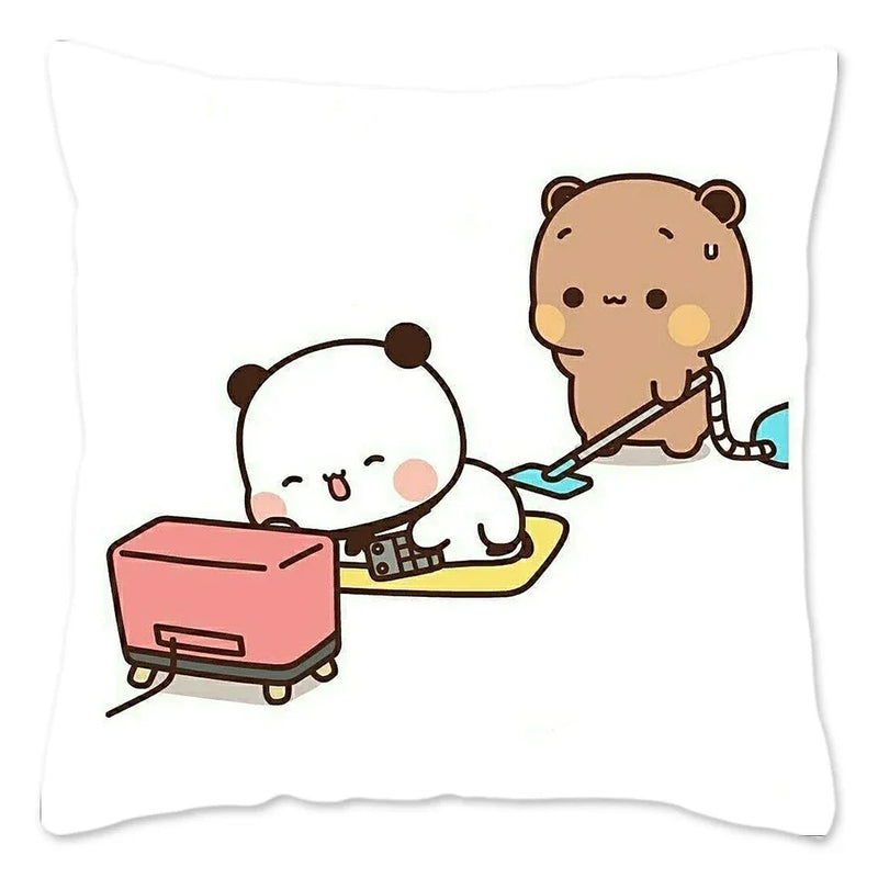 Cute Panda Bears Printed Pillow Case for Sofa Decoration by Axyaa