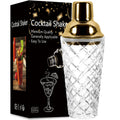 Axyaa Stainless Steel Cocktail Shaker Glass with Braided/Pineapple Pattern Filter Lid