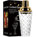Axyaa Stainless Steel Cocktail Shaker Glass with Braided/Pineapple Pattern Filter Lid