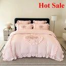 Axyaa Pink Embroidery Bedding Set Double King Queen Size with Duvet Cover & Sheets