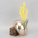 Brown Glass Vase with Marble Base by Axyaa for Modern Home Decor