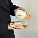Axyaa Ceramic Latte Cup & Plate Set, Hand-painted Design for Afternoon Tea