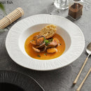 Axyaa Striped Ceramic Soup Pasta Salad Plate | Creative Tableware