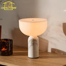 Axyaa Marble Table Lamp w/ Touch Switch USB Charging, Medieval Cream Wind Desk Light for Bedroom