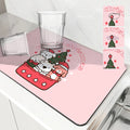 Axyaa Christmas Coffee Drying Mat Set - Absorbent Placemats for Table Cup Drying
