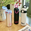 Axyaa Kawaii Stainless Steel Coffee Thermos Cup Insulated Tumbler with Straw & Handle