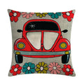 Axyaa Retro Car Pattern Cushion Cover Linen Pillowcase 45*45cm