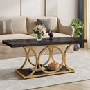 Axyaa Rectangle 2-Tier Faux Marble Wood Coffee Table