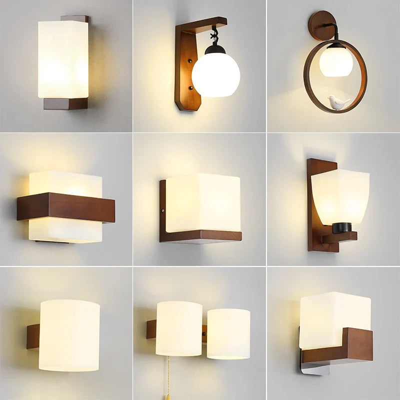 Axyaa LED Wood Wall Lamp for Bedroom Living Room Study-area