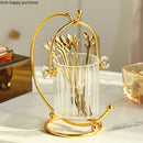 Axya Glass Jar with Stainless Steel Fruit Fork and Spoon Set