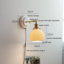 Axyaa Nordic Ceramic LED Wall Sconce with Pull Chain Switch for Bedroom Bathroom Mirror