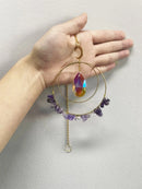 Purple Crystal Moon Sun Catcher Wall Hanging by Axyaa - Home Decor & Gift