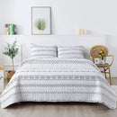 Axyaa Oversized Super King White Quilt Set with Triangle Print - 3 Piece