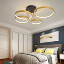 Axyaa Black/Gold Modern LED Chandelier - Dimmable Ceiling Lights for Home Décor