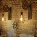 Axyaa Retro Industrial LED Wall Lamp with Adjustable Iron Pulley