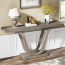 Axyaa Farmhouse Narrow Wood Console Table, 55 Inch, Industrial Rustic Entryway Sofa Tables