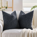Axyaa Textured Chenille Pillow Cover, Cozy Nubby, Fall Winter Neutral Tones