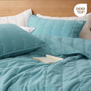 Axyaa King Size Striped Cashmere Quilt Set, Lightweight Velvet Bedspread & Coverlet