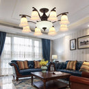 Axyaa Black Metal Chandelier with Glass Lampshade for Home Decor