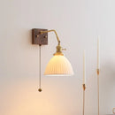 Axyaa Ceramic Copper LED Wall Lamp with Pull Chain Switch