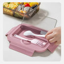 Axyaa Square Divided Bento Box with Tableware · Leakproof Container for Office Lunch & Outdoor Dining