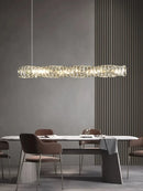 Axyaa Gold Chrome Crystal LED Chandeliers: Modern Dining Room & Bar Table Lights