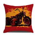 Retro Motorcycle Girls Linen Pillow Cover by Axyaa
