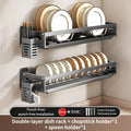 Axyaa Wall Mount Dish Drainer Rack for Kitchen Storage of Tableware and Utensils