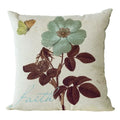 Axyaa Retro Flowers Butterfly Linen Pillow Cover for Living Room Sofa - 45x45cm