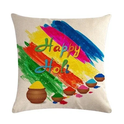 Axyaa Holi Holiday Pillowcase: Vibrant Decor for Home, Office, or Party